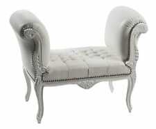 Banc Panchetta En Bois Laqué Blanc Baroque Louis XVI Éco-Cuir Blanc Luxur