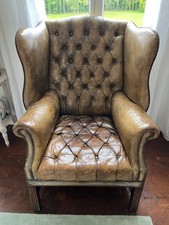 Fauteuil cuir Chesterfield Queen Anne