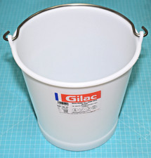 Seau rond alimentaire 10l blanc en PEBD avec anse Inox GILAC neuf