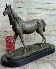 Cheval Amant Poulain Mother Grange Ferme Ranch Art Bronze Marbre Statue Sport En