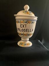 Pot à pharmacie, EXT H. PILOSELLA, Moustiers,  signé,  guirlandes de fleurs.