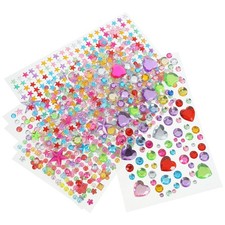  Autocollants de pierres précieuses auto-adhésifs, 6 feuilles, en acrylique,