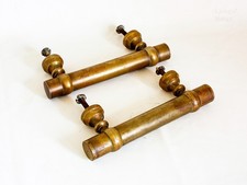 Paire de poignées de porte de banque de magasin en laiton français ancien vintage