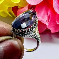 Bague en pierre précieuse améthyste violette, bague faite à la main en argent...