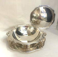 légumier + plat rond PLASAIT métal argenté Modèle NOEUD GORDIEN service Plateau