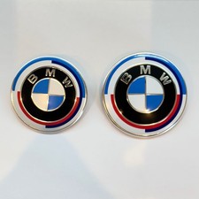 2x BMW Insigne logo capot 82mm + coffre 74mm emblème BMW 50E anniversaire