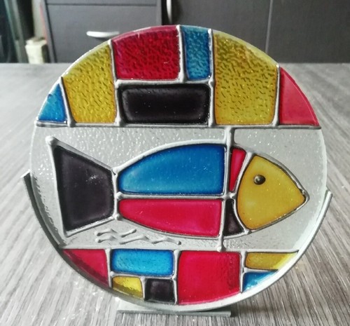 Vitrail rond thème marine - vitrail,