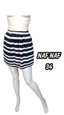 Naf naf Taille 34 jupe doublée noire et blanche taille élastiquée