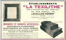 Ets LA TEXILITHE MONUMENTS FUNERAIRES MARBRES GRANIT LEVALLOIS PERRET PUB 1920