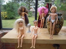 LOT DE 5 POUPEES LIV DOLLS + 3 PERRUQUES + 1 SUPPORT DE PERRUQUE / STYLE BARBIE