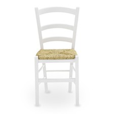 Chaise En Bois Venezia Blanche Laquée Avec Un Siège En Paille Palustre Tissée