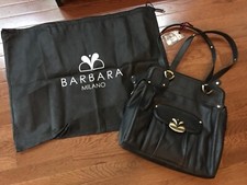 Barbara Milano genuine leather black purse, Italian made, with cloth storage bag
