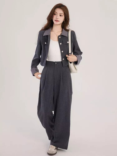 Veste courte élégante grise - veste,