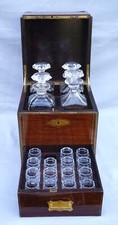 Victorian Liquor Cabinet Tantalus 4 Decanters Rosewood Brass Crystal Mono HP