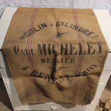 rare sac en toile de Jute Paul Michelet à Benest Charente 16 moulin à cylindres
