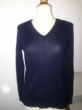 Pull femme cachemire bleu marine col V ERIC BOMPARD  T 38