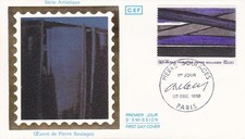 Enveloppe 1er jour Tableau Pierre Soulages Peintre 1986 Soie CEF