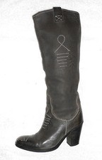 REQINS bottes  cavalières cuir gris taupe P 35 TBE