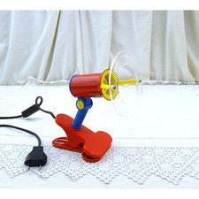 VTG PGT 1980s Clamp on Desk Lamp in Bright Red Blue and Yellow, Retro Memphis