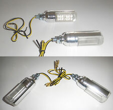 PAIRE DE MINI CLIGNOTANTS CYLINDRIQUES LED.CHROME, CAFE RACER, BOBBER, BRATSTYLE