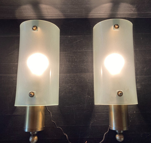 Paire appliques laiton verre - paire,