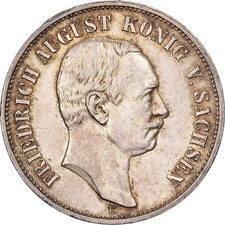 Royaume de Saxe, Frédéric-Auguste III, 5 Mark, 1914, Muldenhütten, Argent, SUP