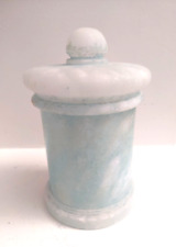 Boite - Pot Massif en Pierre (Albâtre probable) avec Couvercle - Verni Bleuté