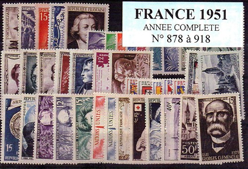 Timbres france 1951 année - timbres,