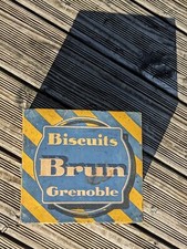 Ancienne Boîte à Biscuits Brun Grenoble / tôle alu + impression papier