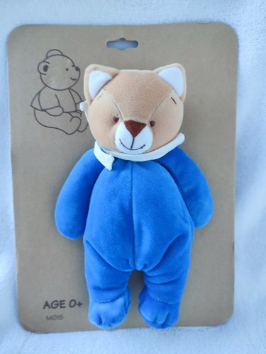 Doudou peluche chat ours bleu - doudou,