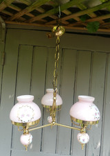 ROMANTIC PINK OPALINE VINTAGE CHANDELIER émaillé style Louis XV COSY VINTAGE