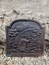ANCIENNE PLAQUE CHEMINEE ANIMAL CERF DANS LA FORÊT