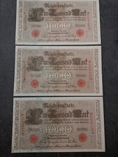 LOT 3 BILLETS N° SUIVIS 1000 MARK A 21 04 1910 BERLIN SERIE T REICHSBANKNOTE