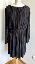 robe T38 plissée noire chic habillée manches longues ample fluide 315!