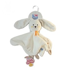 Doudou Plat Lapin Blanc Beige