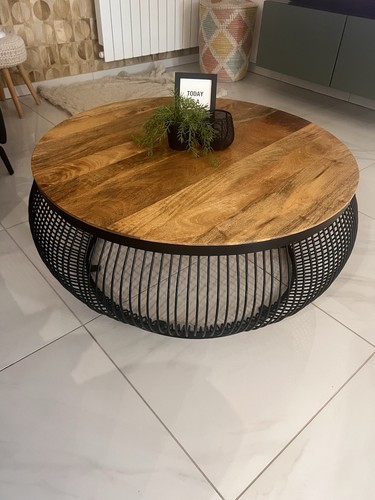 Table basse ronde - , bois/métal