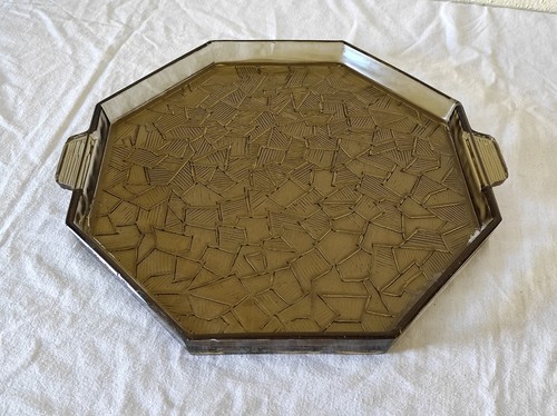 Ancien plateau verre x - ancien, en