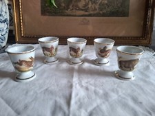 5 Coquetiers porcelaine decor lapin / sanglier / biche chasse venerie
