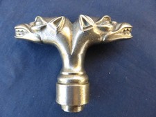 Poignée laiton massif décor 2 tête chien animalier ancienne porte Carré de 6