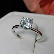 Bague de fiançailles solitaire 1,50 ct coupe ronde Moissanite or blanc 14 car...