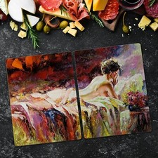 Cuisine planche à découper cuisine Peinture à l'huile Femmes Nues Fleurs 2x40x52