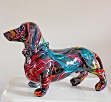 décoration maison chien teckel  en résine multicolore 20 x 15 x 7 cms