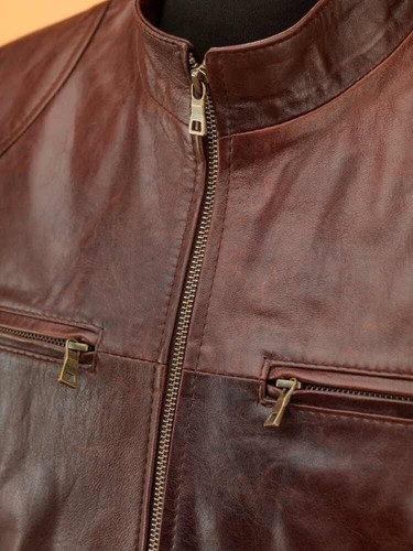 Mens brown leather jacket - jacket, /