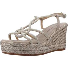 Alma en Pena Femmes Sandale Compensées Haute Daim Taupe et Strass Argent V255173