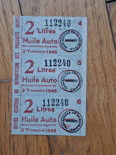 Rationnement ticket huile - ticket,