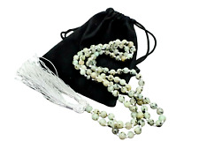 Collier pierre de lune perles Mala Worry pierre précieuse 6 mm gland noué...