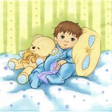 SERVIETTES EN PAPIER NAISSANCE BEBE GARCON. PAPER NAPKINS BIRTH BABY BOY TEDDY 9