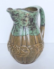 Louis Lourioux 1874-1930 Pichet en céramique Art-déco guirlande de fleurs 1930