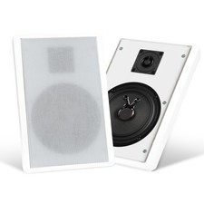 2x Enceintes Haut-Parleurs Home Cinema Installation Mur Passive 50W Blanc Set