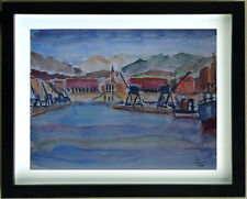 Dessin  Aquarelle   PORT DE NICE   1968   Signé -  Peintre  A Identifier